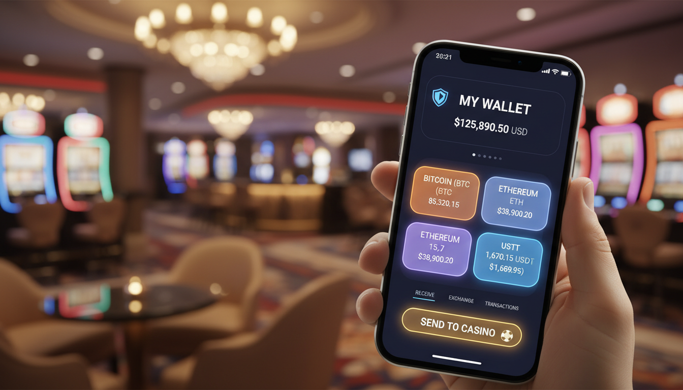 Digital crypto wallet interface with multiple currencies