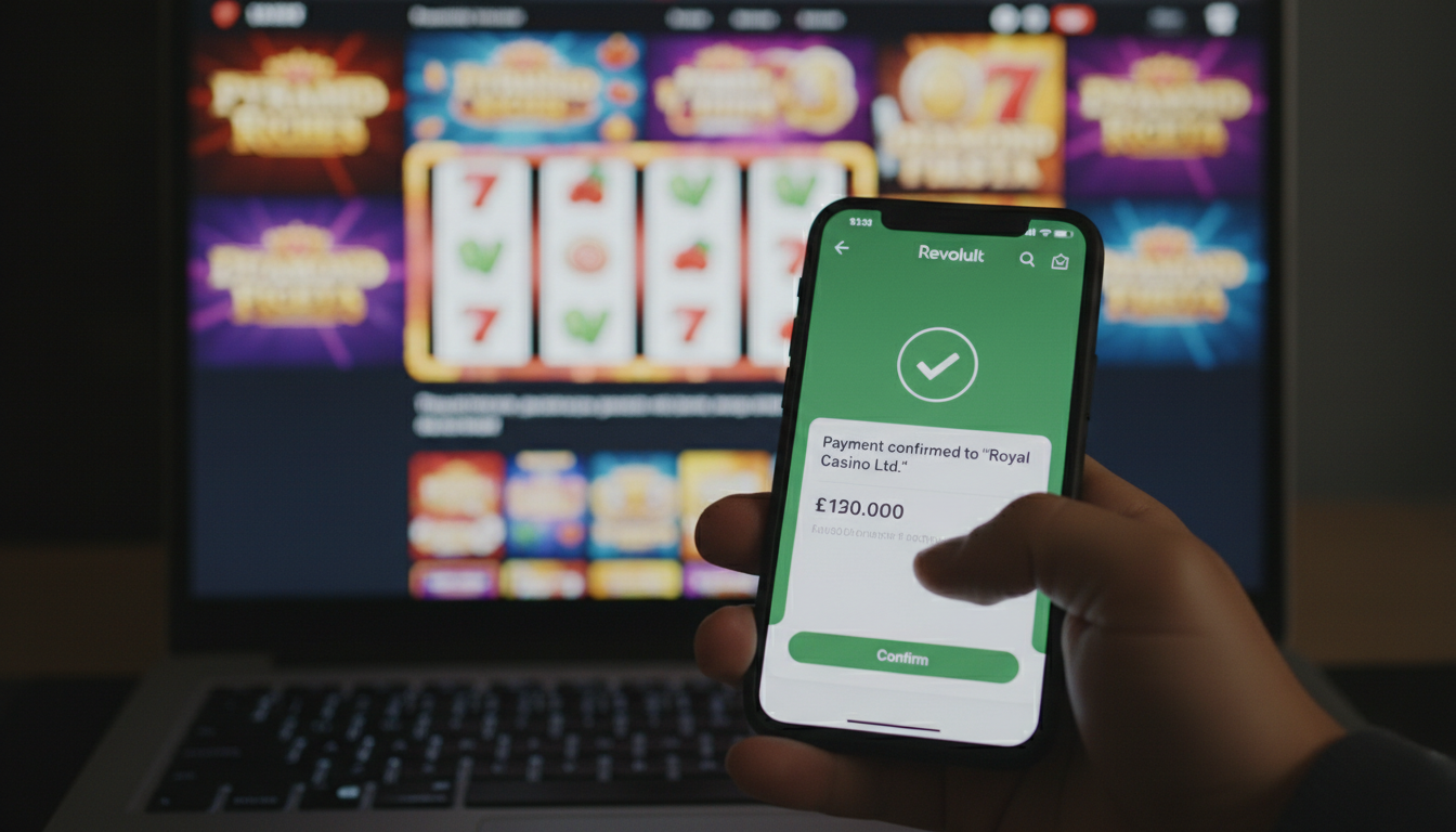 Gracz korzystający z aplikacji Revolut do doładowania konta w kasynie